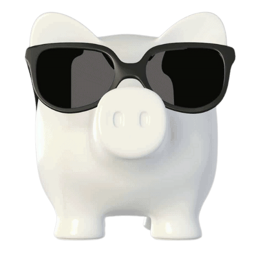 A trendy piggy bank sporting sunglasses on the 2022 homepage.