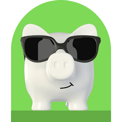 A piggy bank on a green background to help you understand your money.